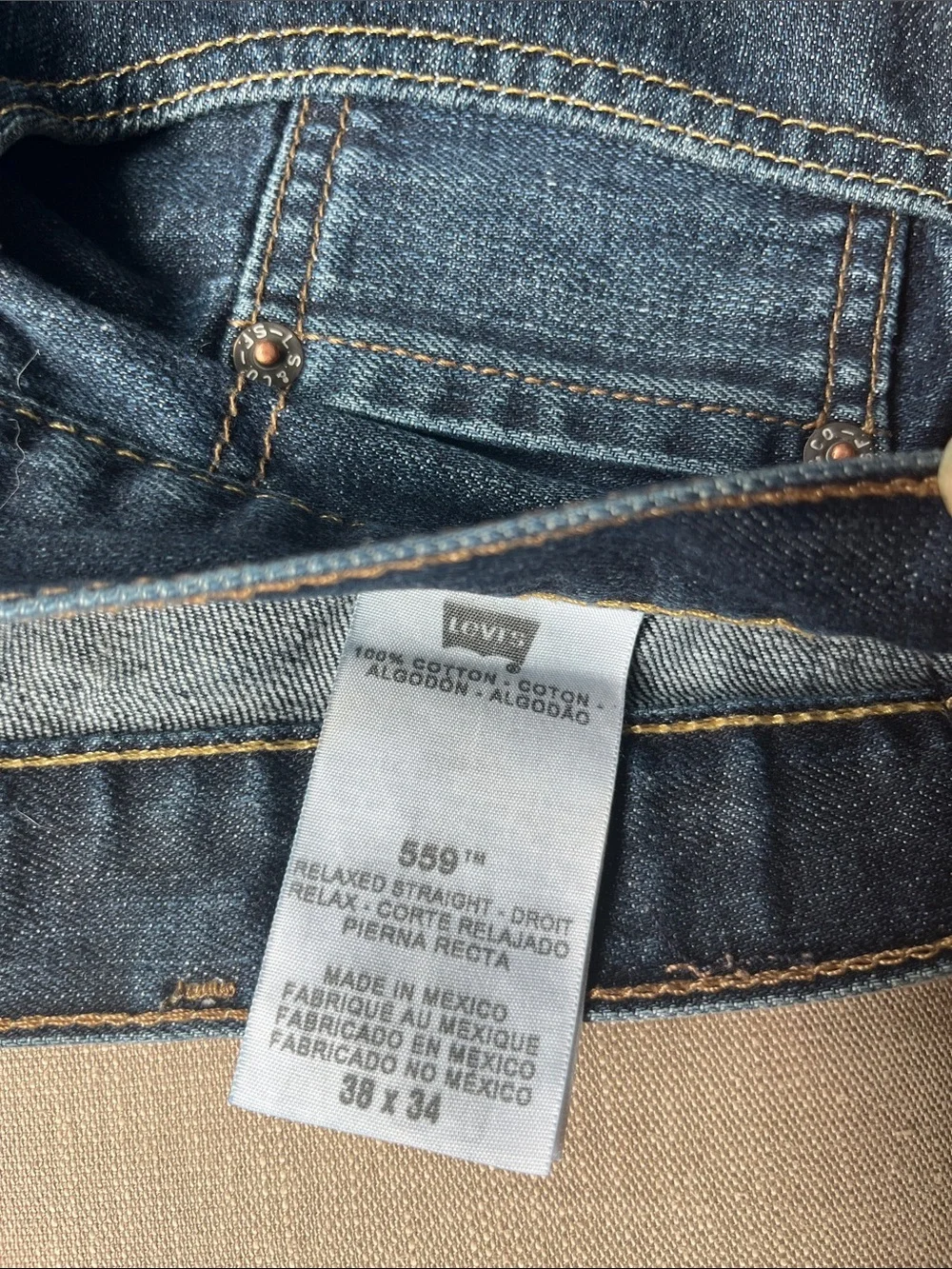 Levi's 559 Dark Blue Relaxed Straight Jeans 38 x 34